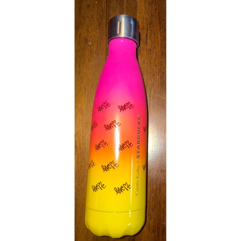 Starbucks x S'well Curtis Kulig Love Me Gradient Water Bottle 17oz Pink Yellow